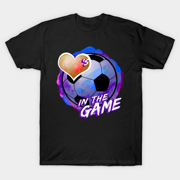 Soccer - Hearts In The Game - Dirty Blue T-Shirt by MakeNineDesigns